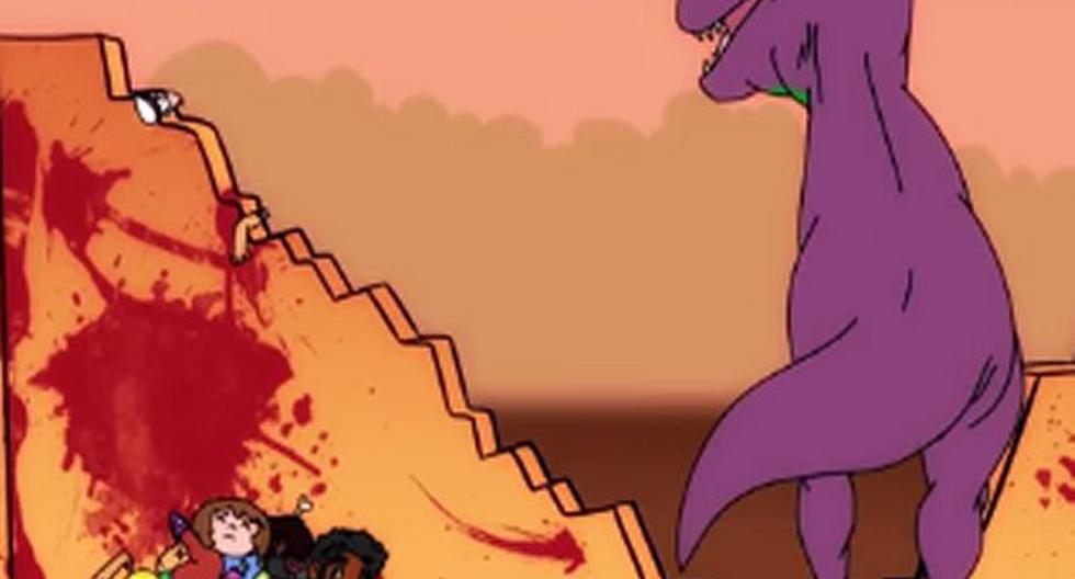 Barney convertido en T-Rex se convierte en viral. (Foto: Captura)