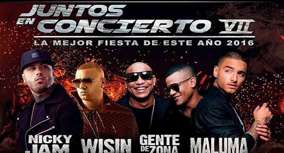 Nicky Jam, Wisin, Gente de Zona y Maluma en Juntos en Concierto. (Foto: Difusión)