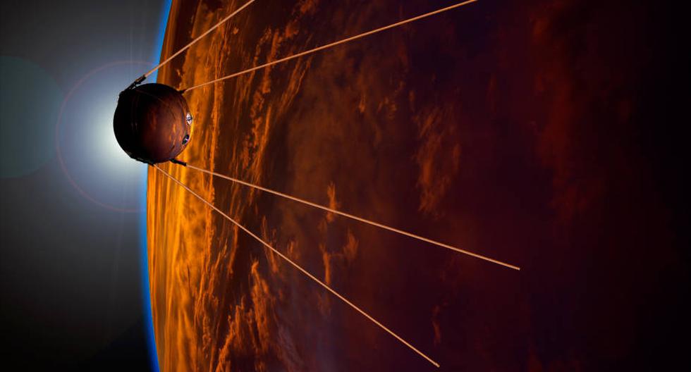 Imagen artística del Sputnik 1 en órbita sobre la tierra. (Foto: Gregory R Todd / Wikimedia)