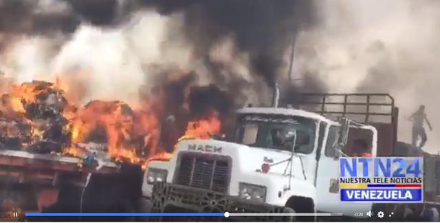 Venezuela: queman tres camiones con ayuda humanitaria en la frontera con Colombia | Francisco de Paula Santander | Ureña.