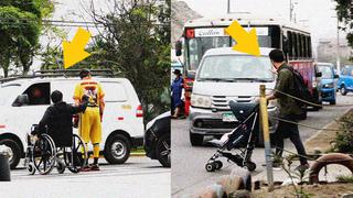 El drama de cruzar la pista en silla de ruedas o con coche de bebé