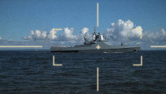 Ucrania destruye en el Mar Negro el Sergei Kotov, un buque de guerra de Rusia. (Ministerio de Defensa de Ucrania).