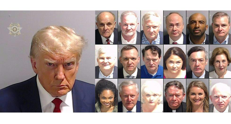 Donald Trump y sus aliados que fueron fichados en Georgia. (AFP).