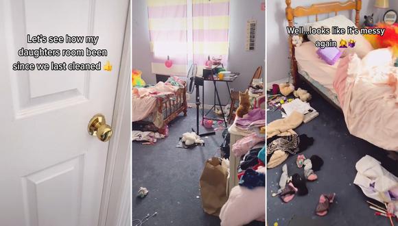 La madre encontró un panorama aterrador cuando entró la habitación de su hija. | FOTO: @snowenne_cleans / TikTok