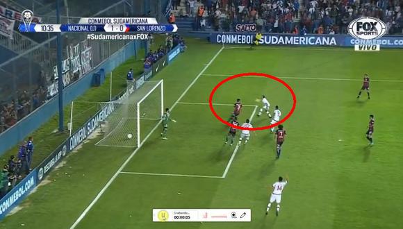 San Lorenzo vs. Nacional: el gol de Zunino para el 1-0 de los uruguayos. (Foto: captura)
