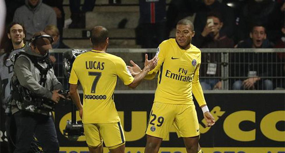 Tremendo exhibición goleadora de Edinson Cavani y Kylian Mbappé en el triunfo del PSG ante el Angers, por la fecha 12 de la Ligue 1 de Francia. (Foto: Twitter)