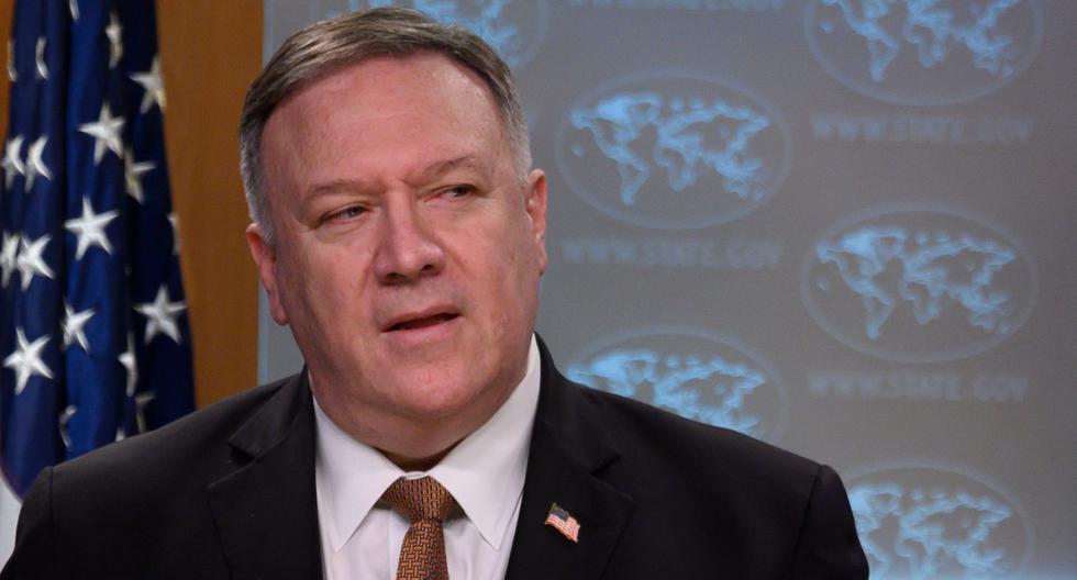 El Secretario de Estado de Estados Unidos, Mike Pompeo, habla durante una conferencia de prensa en el Departamento de Estado en Washington. (AFP / ANDREW CABALLERO-REYNOLDS).