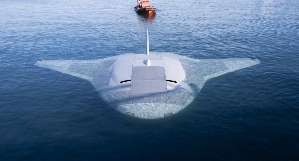 El gigantesco drone submarino Manta raya de Estados Unidos. (DARPA).