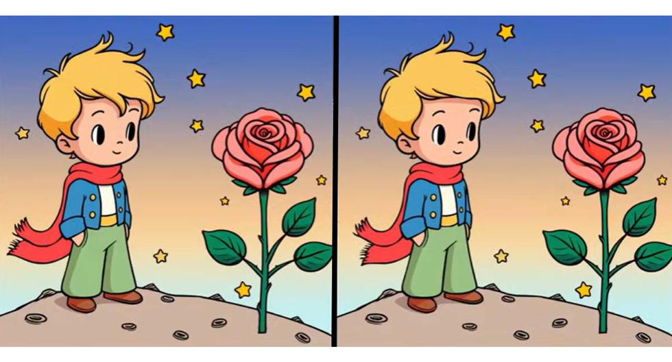 Descubre las 3 sutiles diferencias entre las imágenes del niño y la rosa