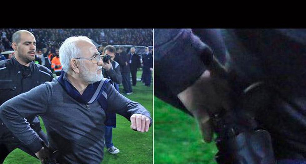 Presidente del PAOK Salónica recibió un fuerte castigo por invadir campo de juego con una pistola. (Foto: Marca)
