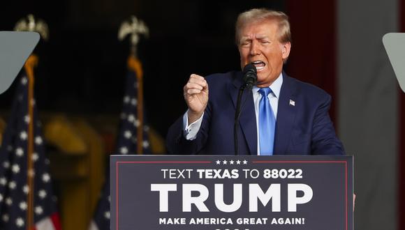 El ex presidente estadounidense Donald Trump habla durante un evento de Trendsetter Engineering en Houston, Texas, EE. UU., el 2 de noviembre de 2023. (Foto de EFE/EPA/ADAM DAVIS)