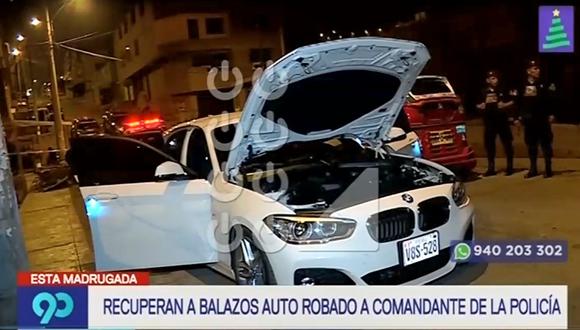 Agentes recuperaron un moderno BMW que fue robado a un comandante de la institución. (Captura: Latina)