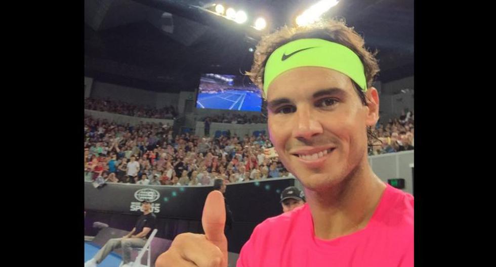 Rafael Nadal feliz por su victoria ante Anderson (Foto @RafaelNadal)