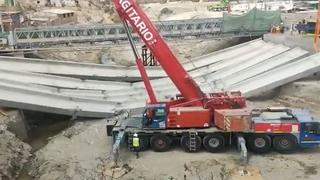 Puente Lurín: se desploman estructuras en plena instalación sobre el río y dos obreros quedan heridos 
