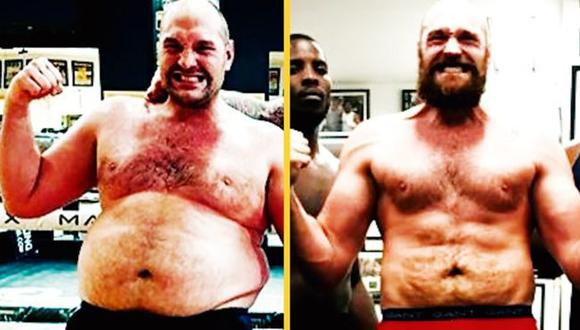 Estas dos imágenes muestran el cambio de Tyson Fury desde noviembre de 2017 (izquierda) hasta noviembre de 2018 (derecha). (Foto: BBC).