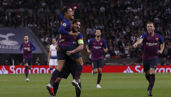 Philippe Coutinho abrió el marcador en el duelo entre Barcelona y Tottenham, en Inglaterra, a los pocos segundos de iniciado el cotejo. (Foto: AFP)