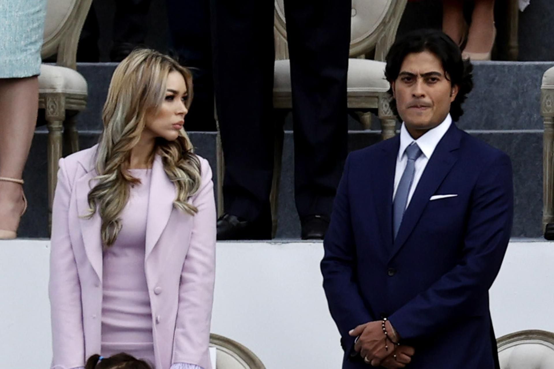 File photo dated August 7, 2022, showing Nicolás Petro Burgos, son of President Gustavo Petro, together with his ex-wife Day Vásquez, at the president's inauguration ceremony.  (EFE/Mauricio Dueñas Castañeda/FILE).