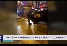 Graban a taxista amenazando a pasajera y conductor en San Borja