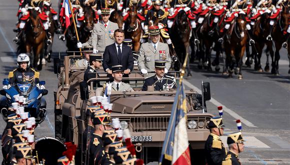 Este 14 de julio se realizó un desfile en las calles principales de Francia presidido por el presidente Emmanuel Macron. Foto: AFP