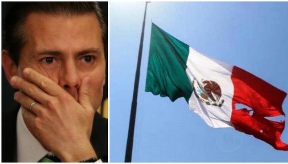 Bandera de México se rasga en acto frente a Peña Nieto [VIDEO]