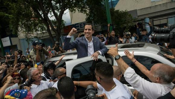 Juan Guaidó en un mitin en Caracas este mayo. (Rodrigo Abd/Associated Press).
