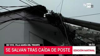 Villa María del Triunfo: vecinos se salvan tras caída de poste