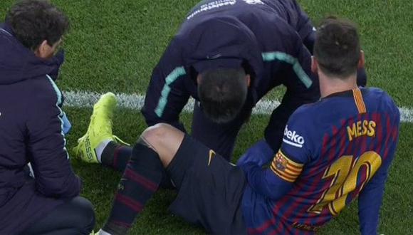 El periodista David de las Heras aseguró que Lionel Messi es duda para enfrentar al Real Madrid porque terminó el encuentro ante Valencia con una lesión muscular. (Foto: Marca).