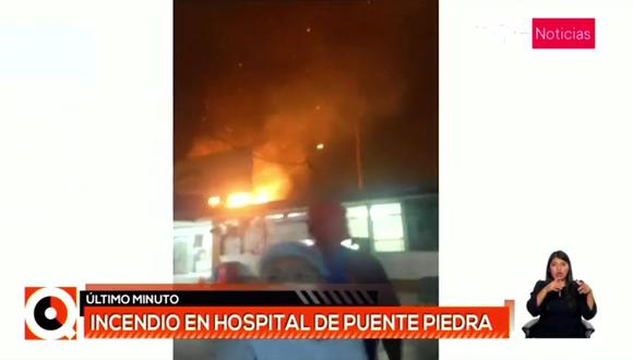 Incendio en hospital de Puente Piedra. (Foto: TV Perú)