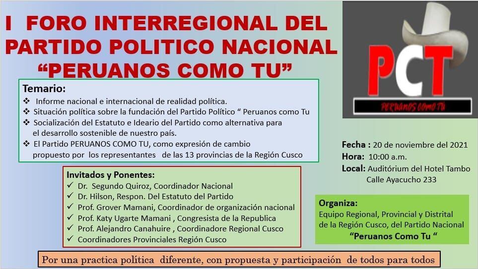 Afiche difundido entre las bases del partido Peruanos como tú.