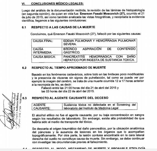 Caso Fasabi El Informe Pericial Que Concluye En Muerte Por Envenenamiento Politica El Comercio Peru