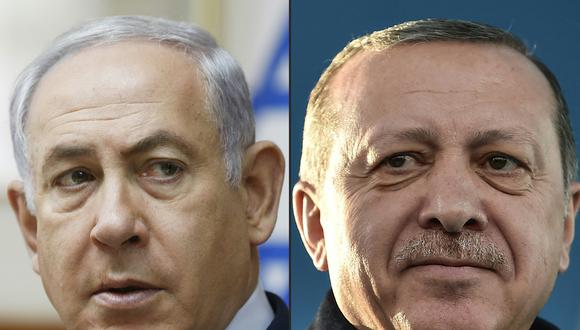 El primer ministro de Israel, Benjamin Netanyahu (izq.) y el presidente turco, Recep Tayyip Erdogan. (Foto de RONEN ZVULUN y OZAN KOSE / AFP)
