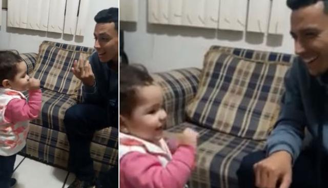 La pequeña estaba muy contenta compartiendo un emotivo momento con su papá. (Facebook: Lupita Padilla)