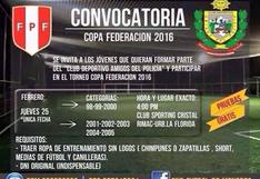 Copa Federación 2016: Club Deportivo Amigos de la Policía hace convocatoria
