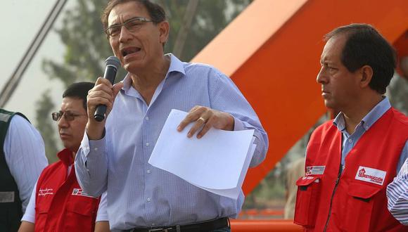 El presidente Martín Vizcarra supervisó las obras de implementación de puentes sobre el río Huaycoloro. Desde ahí, dijo que "no hay tiempo para la confrontación" cuando la pobreza está en aumento, en respuesta a los datos difundidos por el INEI. (Difusión)