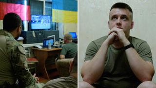 Soldados ucranianos alientan a su selección desde el frente de batalla