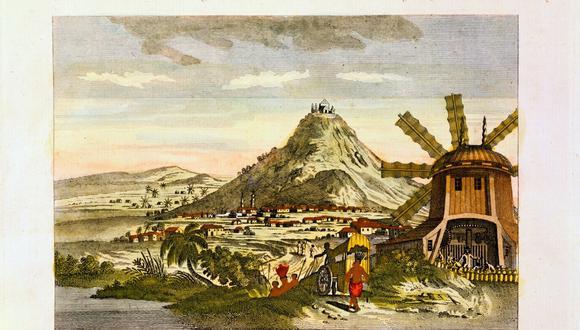 Imagen de 1788 del Cerro Potosí, en la actual Bolivia, una de las principales minas de donde el Imperio Español extrajo plata para acuñar su popular Real de a ocho