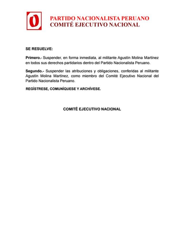 El Partido Nacionalista suspende al congresista Agustín Molina - 3