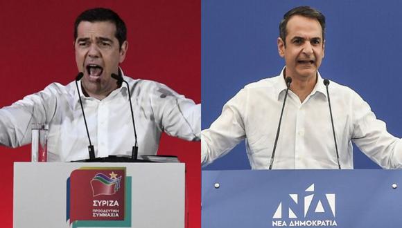 Tsipras y Mitsotakis tienen en común que se convirtieron en los líderes más jóvenes de sus formaciones respectivas y de que ambos las sacaron de crisis profundas. (Foto: AFP)
