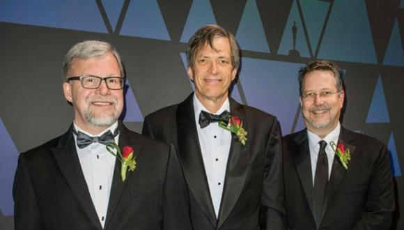Thomas Knoll, John Knoll y Mark Hamburg, creadores del programa de edición Adobe Photoshop. (Foto: AFP)
