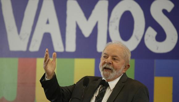 Luiz Inácio Lula da Silva durante una conferencia de prensa en Sao Paulo, Brasil, el 22 de agosto de 2022. Foto: Miguel SCHINCARIOL / AFP