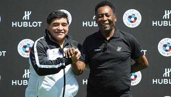 Para Pelé no existe punto de comparación entre Diego Maradona y Lionel Messi. El ex tricampeón del mundo con Brasil inclinó la balanza por el 'Pelusa'. (Foto: AFP)