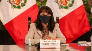 Mirtha Vásquez y ministros de Estado brindaron conferencia de prensa en la sede de la PCM 