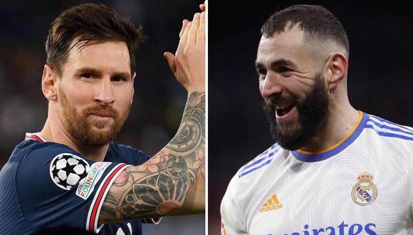 Karim Benzema defendió a Lionel Messi de las críticas. (Foto: EFE/Composición)