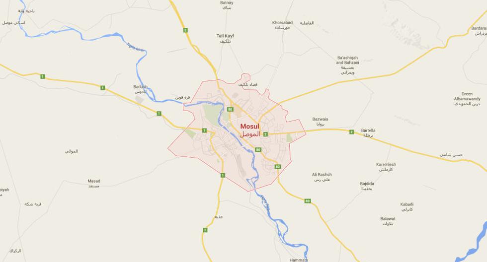 Mapa de Mosul. (Foto: Google)