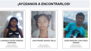 #AyúdanosAEncontrarlos: las familias de Jannina, Anhjely y Yian Carlo los están buscando