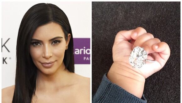 Kim Kardashian y el costoso anillo que recibió de Kanye West el 2014. (Fotos: AFP | Instagram)