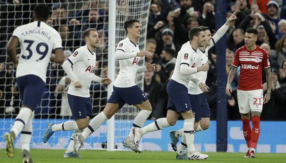 Tottenham venció al Middlesbrough con goles de Lo Celso y Lamela por la tercera ronda de la FA Cup. (AP Photo/Matt Dunham)