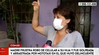 Comas: madre se enfrenta a delincuentes y frustra robo del celular de su hija | VIDEO