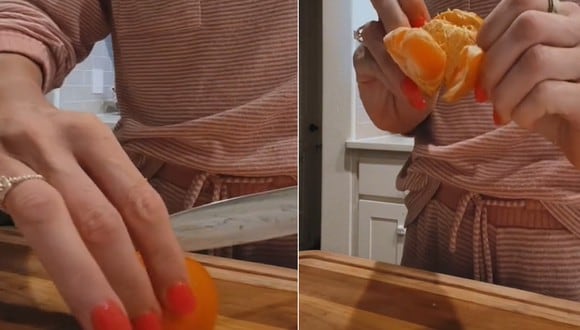 Una madre causa furor en TikTok por enseñar un truco para sacar los gajos a las mandarinas sin pelar. | FOTO: @brittany_roper / TikTok