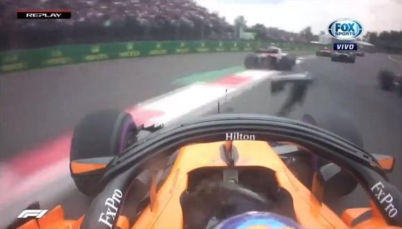 Fernando Alonso se retiró del Gran Premio de México de forma prematura. Tras pisar el alerón caído de Esteban Ocon  (Foto: captura de pantalla)